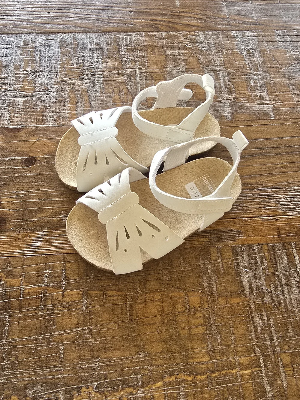 Baby Girl Butterfly Faux Cork Sandals - White 9-12 Months